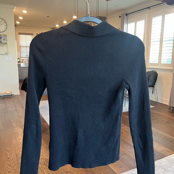 & Other Stories ribbed black vnecked top - Picture 2 of 2